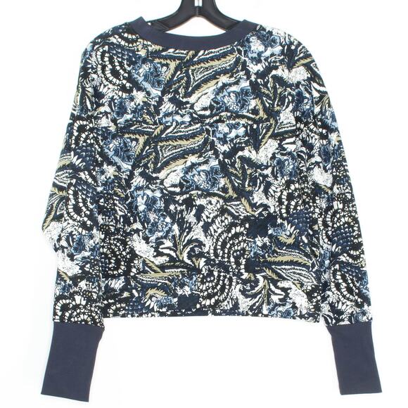 NWT Joie Sweatshirt Caleigh Boho Retro Whimsical Paisley Floral Blue Size Medium - Picture 3 of 3